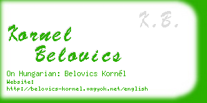 kornel belovics business card
