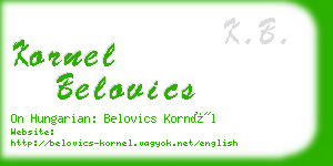 kornel belovics business card